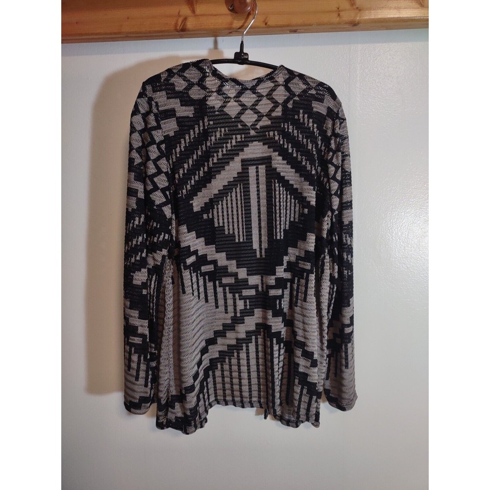 Chicos Easywear Women's 0 Cardigan Black Gray Aztec Stretch Designer Basic - Picture 5 of 6